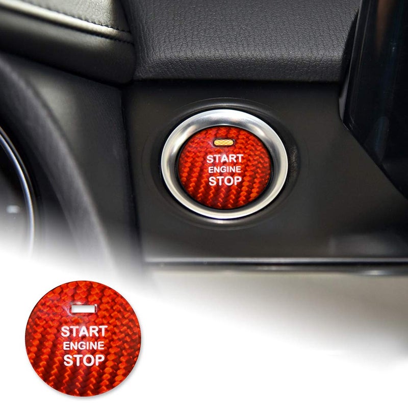 AIRSPEED Carbon Fiber Car Engine Start Button Cover Sticker Interior Trim for Mazda 3, 6, CX-3, CX-5, MX-5 Accessories (Red) - Image 2